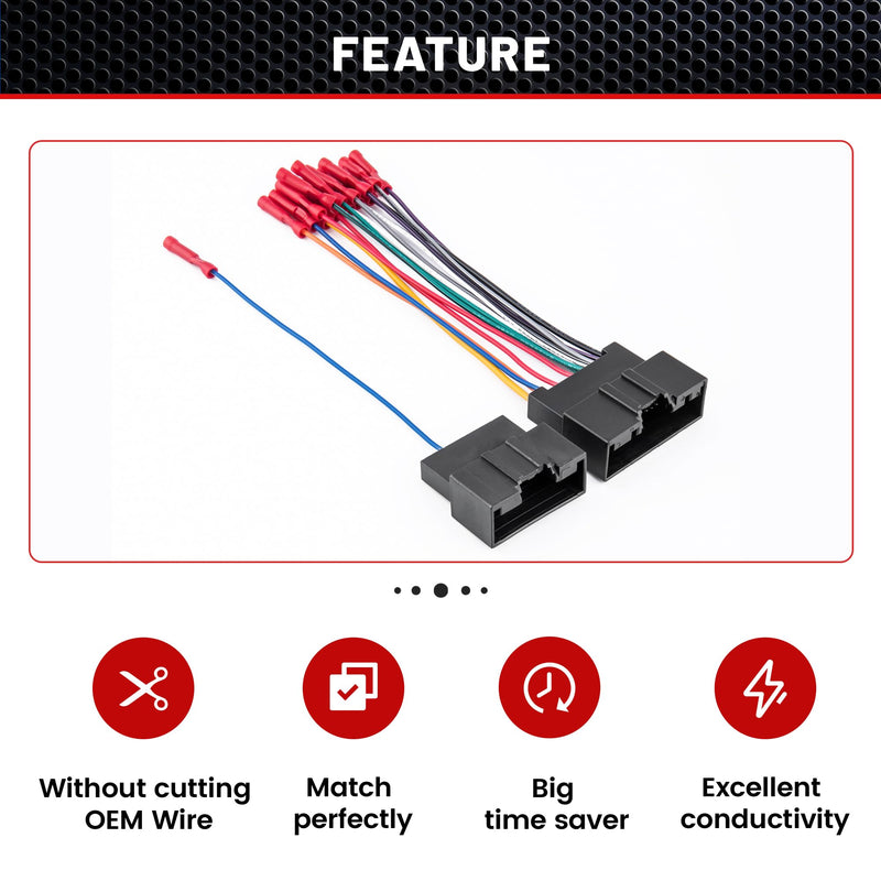 RED WOLF Car Radio Wiring Harness Compatible with Ford Transit 2014-2019, 2013-2018 Ford Fiesta, 2013-2017 Ford Focus Install Aftermarket Stereo Cable Adapter w/Connector Butt for AMP System