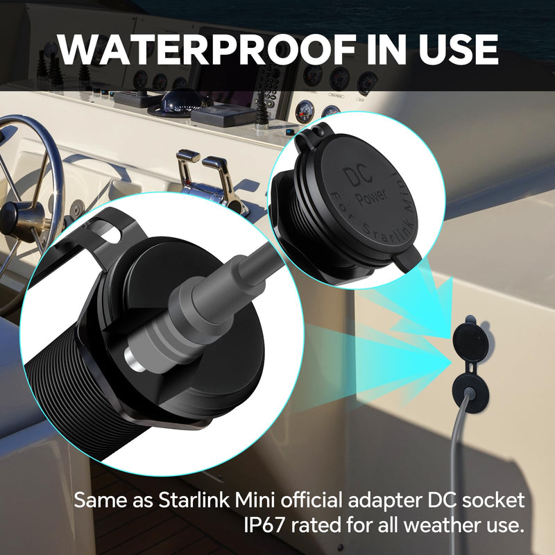 [AUSTRALIA] - for Starlink Mini 12V Power Adapter Recessed Mount, DC 12V to 30V Step Up Converter Waterproof & Aluminum, Power Supply Starlink Mini Accessories for RV, Boat, Camper, Off-Grid Use 