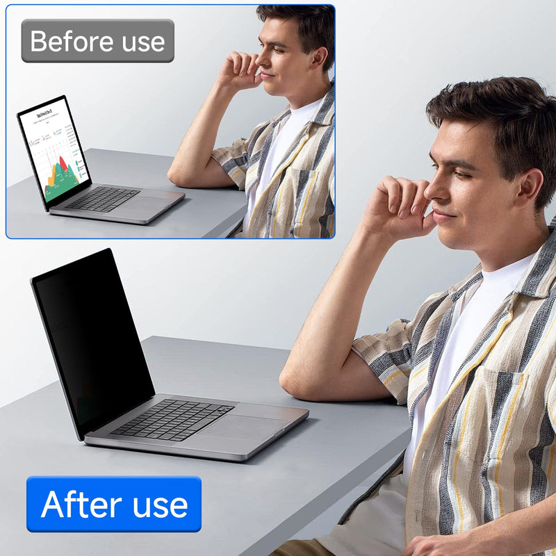 ZOEGAA 4-way 360° Privacy Screen For 14 Inch 16:9 Laptop That Screen Size is 12.2 in Wide and 6.8 in High. Removable Privacy Screen For Laptop Monitor, Anti Glare And Blue Light, Compatible With HP Dell Lenovo Asus Samsung Acer Thinkpad 14 in 16:9