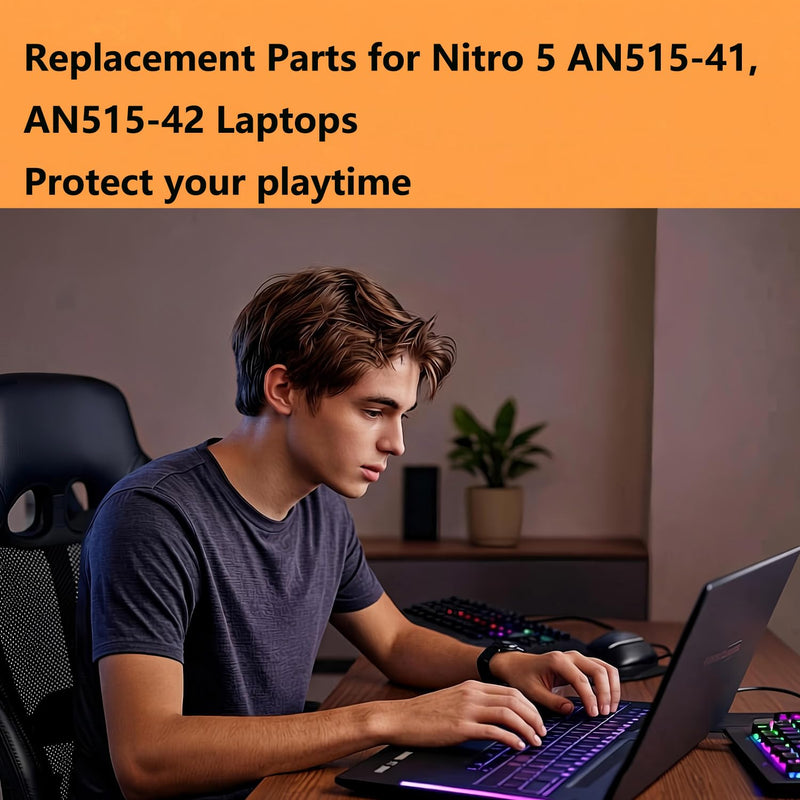 Replacement LCD Back Cover Kit for Acer Nitro 5 AN515-51 | for Nitro 5 AN515-53, AN515-41, AN515-42, Top Lid and Front Bezel with Hinges, Black