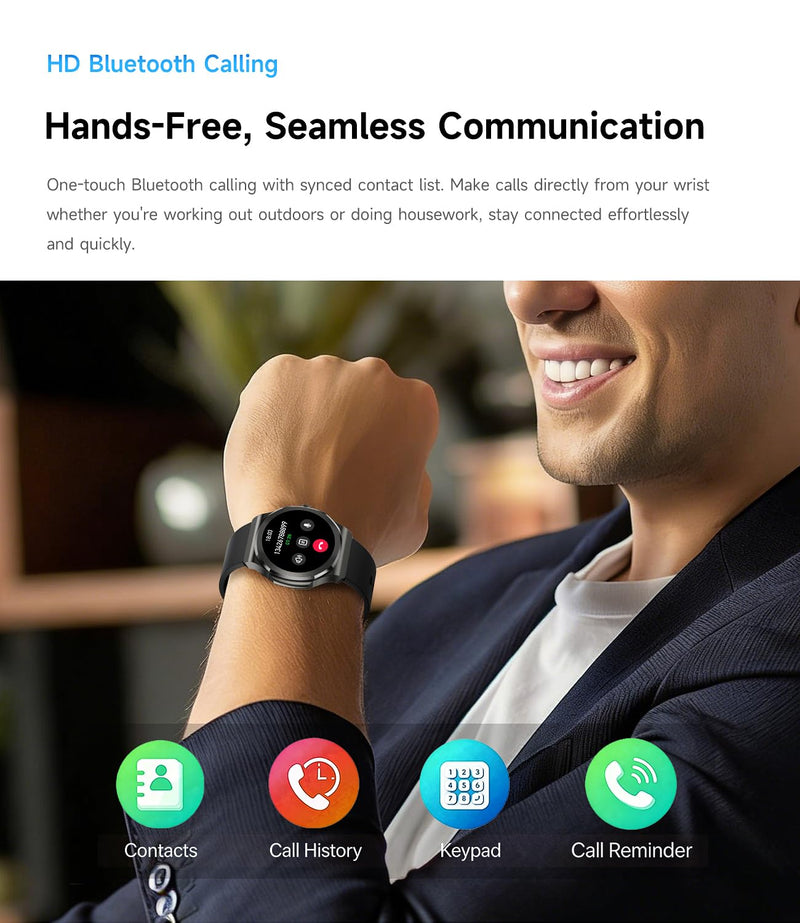 Smart Watch with Bluetooth Call, 1.27" HD Fitness Tracker with 100+ Sports Modes, Sleep Monitor, Custom Watch Faces, IP67 Waterproof Smartwatch for Android iOS(Black) Black