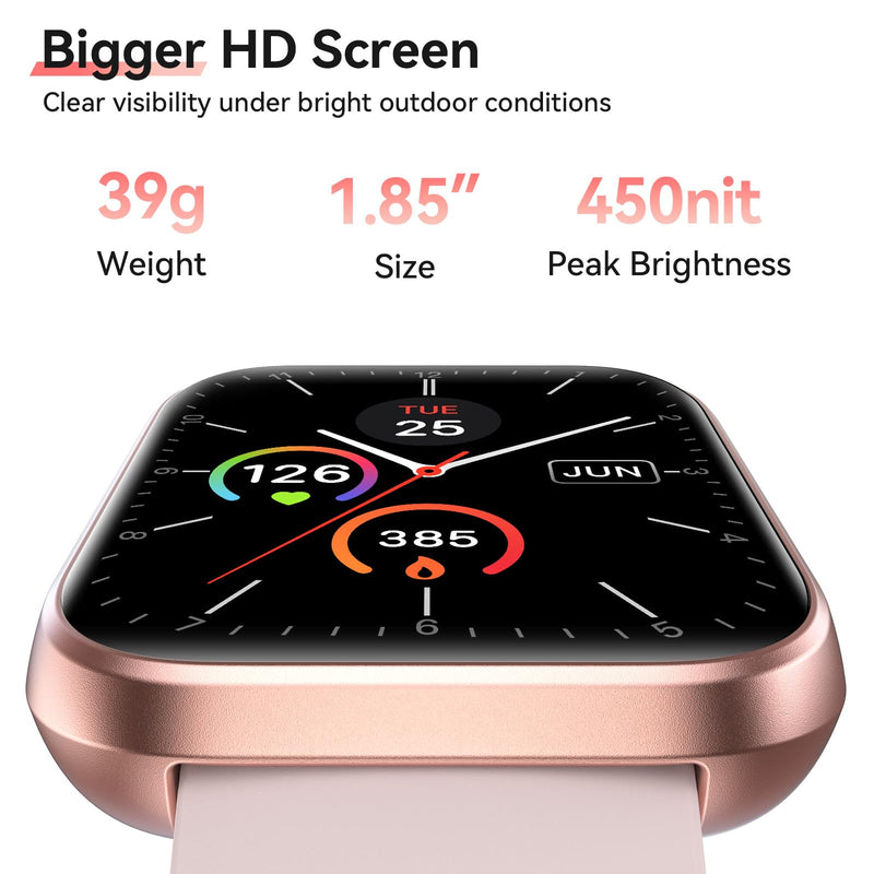 Smart Watches for Women, 1.85" HD Alexa Smart Watch for Android Phones & iPhones with Calls/Messages/Reminders, 3ATM 120+ Sport Modes Fitness Tracker Watch for Women with Heart Rate/Sleep/SpO2 Monitor Pink