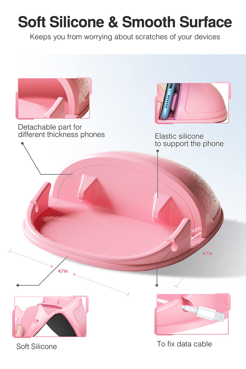 Loncaster Car Phone Holder, Pink & Purple Car Phone Mount Silicone Car Pad Mat for Various Dashboards, Slip Free Phone Stand Compatible with iPhone, Samsung, Android, GPS Devices and More