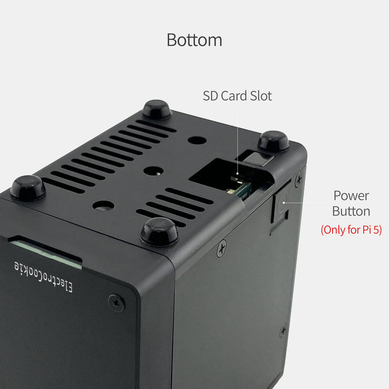 ElectroCookie Mini PC Case for Raspberry Pi 5 with M.2 NVMe SSD PCIe HAT and Active RGB Lighting Cooler (Black Case + M.2 HAT[X1001]) 2. Black Case + M.2 HAT (X1001)
