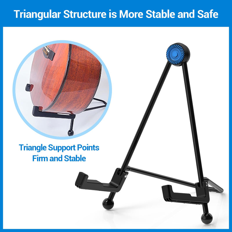Guitar Stand - Foldable Guitar A-Frame Stand, Portable Solid Steel Guitar Floor Stand for Acoustic/Classical Guitar, Electric Guitar Bass, Banjo, Ukulele, with Non-Slip Rubber and Silicone Pad (Black) Guitar Stand