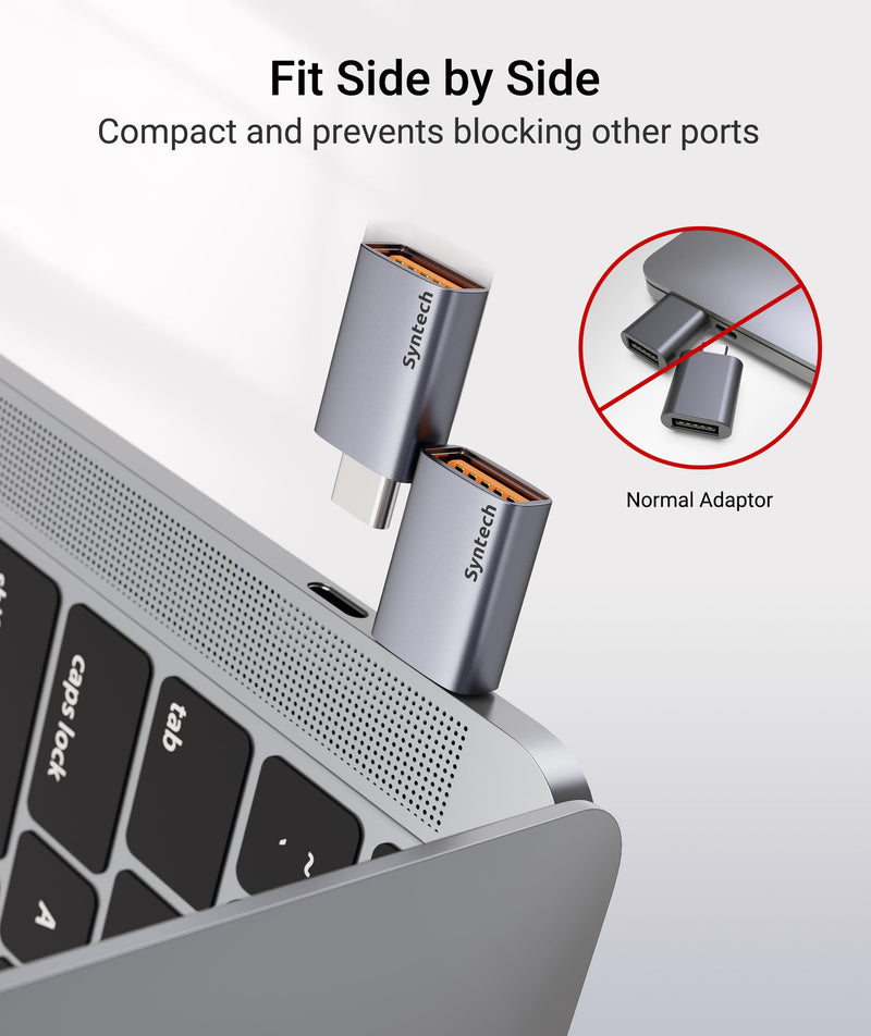 Syntech USB C to USB Adapter (2 Pack), 10Gbps USB 3.2 Gen 2 Fit Side by Side, USB C Male to USB A 3.2 Female Adapter Compatible with iPhone 15 Pro Max/iPad/iMac/MacBook Pro and Thunderbolt 4/3 Devices