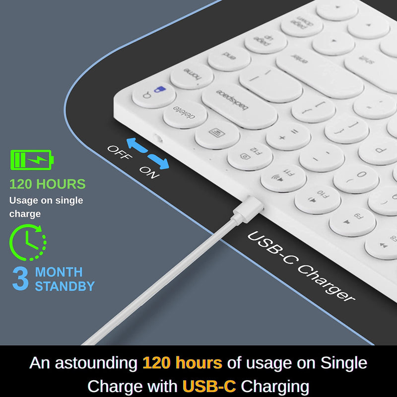 Bluetooth Keyboard for iPad, iPhone, Android, Apple, Windows – Streamlined, Compact Multi Device Keyboard – Ergonomic Bluetooth Wireless Keyboard for Mac, PC – Computer Keyboard Bluetooth by Vortec