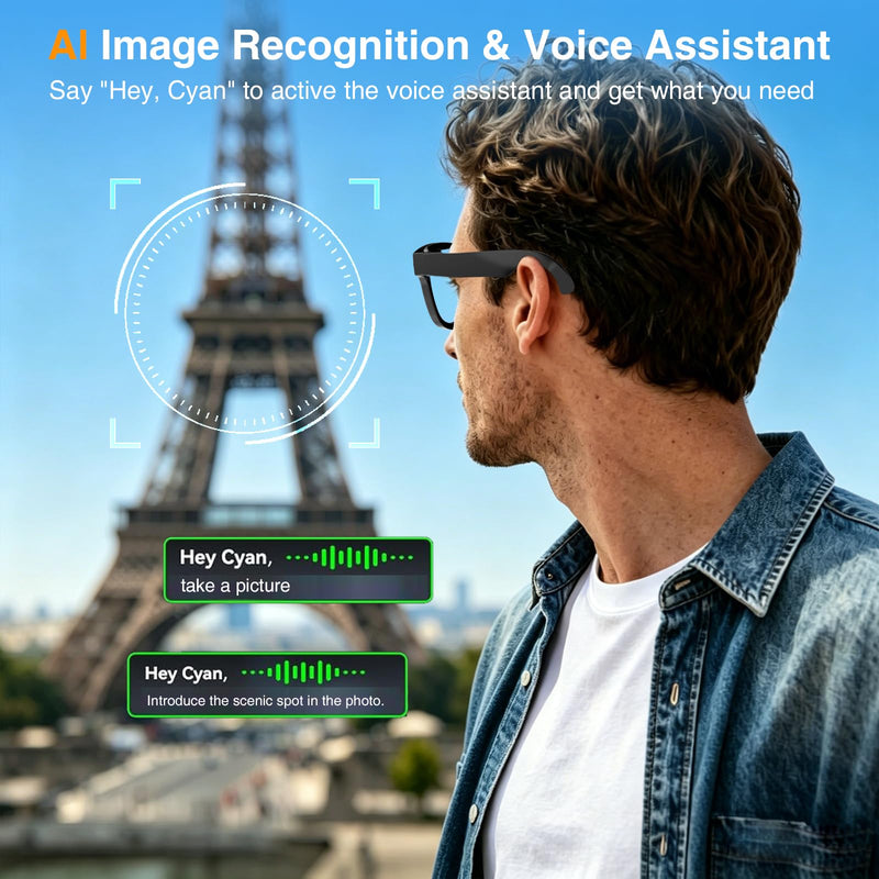 AI Smart Glasses with Camera and Video Recording for Travel & Work | 8MP HD Camera & Video Recording Glasses,146 Languages Real-Time Translation,AI Voice Assistant & Music , Object Recognition