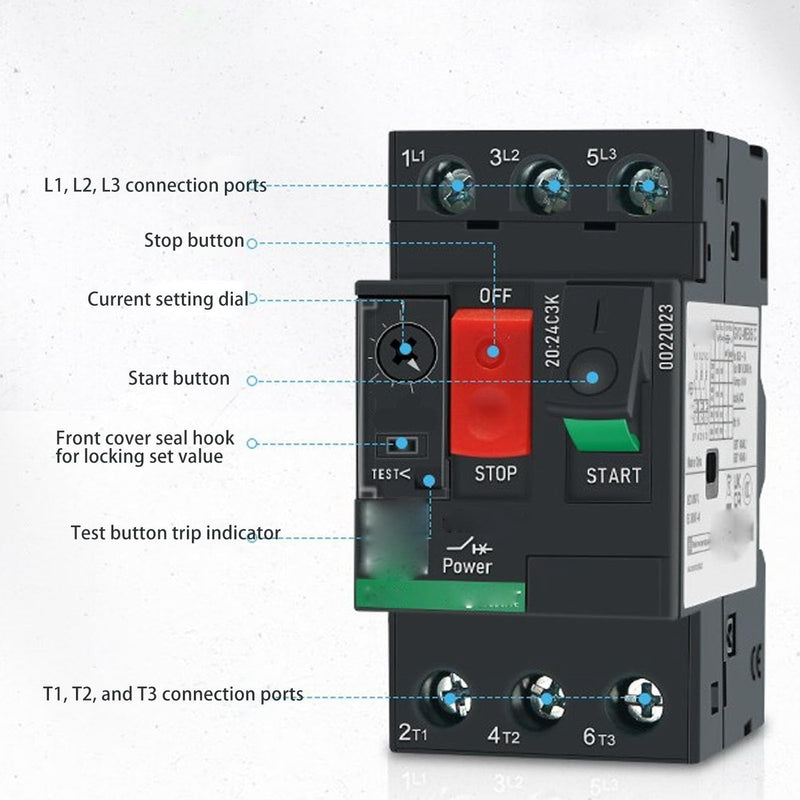 Motor Circuit Breaker Thermal Magnetic Circuit Breaker 35mm Rail Mount Overload Protection AC 690V (GV2-ME07 1.6-2.5A) GV2-ME07 1,6-2,5A GV2-ME07 1.6-2.5A