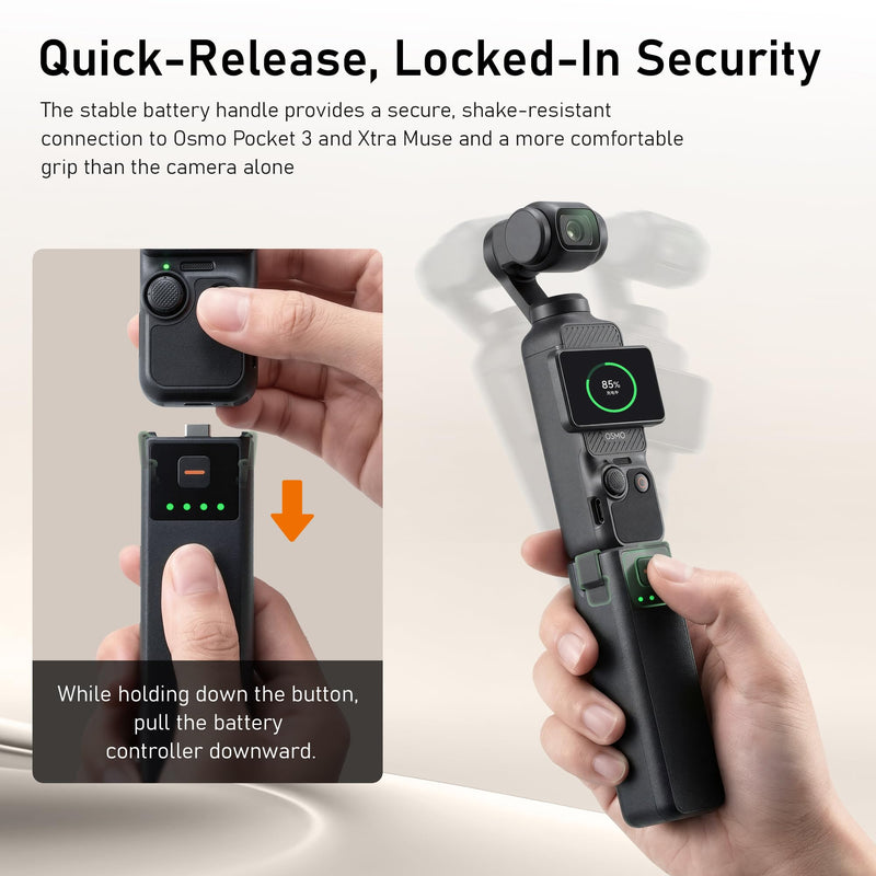 [AUSTRALIA] - CYNOVA Osmo Pocket 3 Battery Handle for DJI Osmo Pocket 3 Accessories, Pocket 3 Battery Grips Compatible with Xtra Muse, 5000mAh 22.5W Fast Charging Power and Reserved 1/4”Thread 