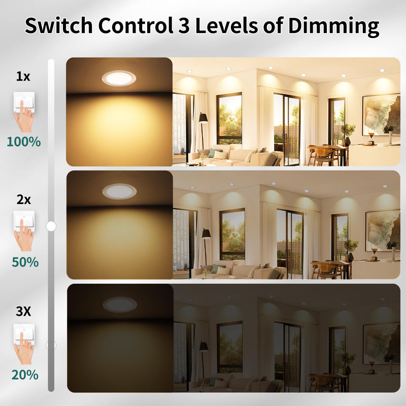 KYOTECH LED Recessed Spotlight 230 V Dimmable, 3 W 3000 K Warm White LED Spot Ultra Flat 300 LM Bore Hole 55-58 mm and 15 mm Flat IP44 Furniture Recessed Spotlights for Mirror Cabinet, Nickel Set of 3 3 pieces Brushed Nickel