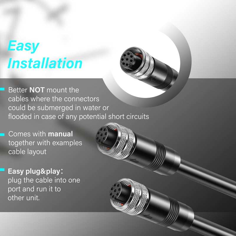 AS EC 30E 720073-4 Ethernet Cable 30 Feet Replace for Humminbird Black Fit for Helix, APEX, SOLIX and Onix Models AS EC 30E