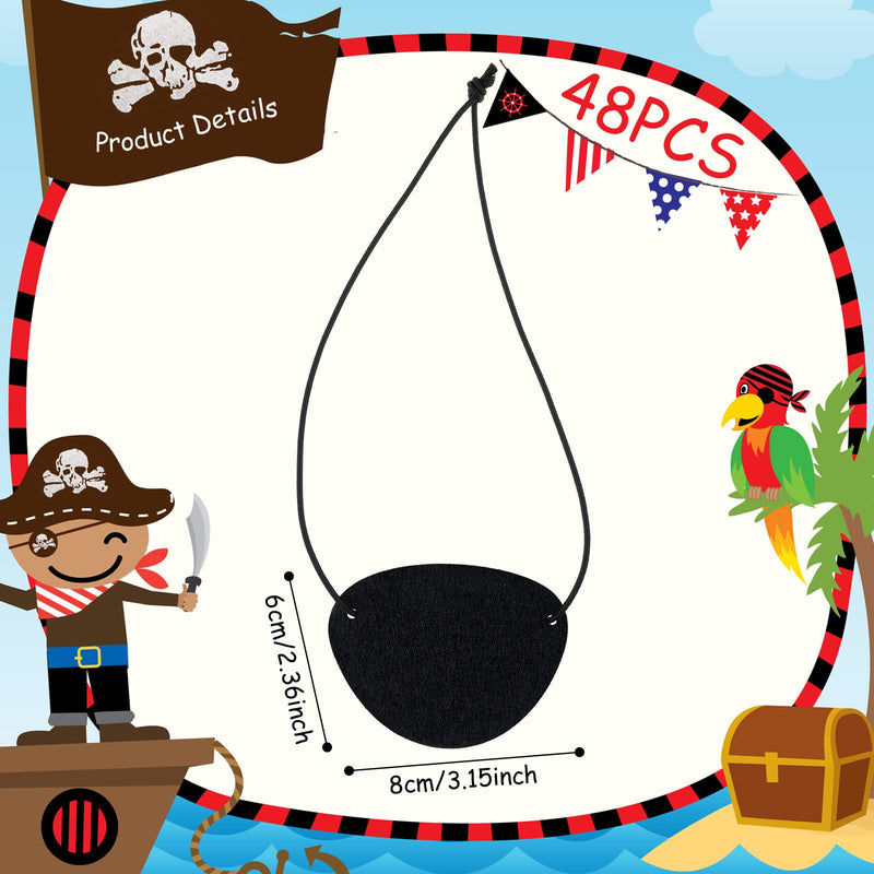 [AUSTRALIA] - 48 Pieces Pirate Eye Patches Pirate Eye Patches for Kids Black Felt Pirate Captain Patches Bulk Adults Pirate Eye Patches for Pirate Theme Role Playing Theme Party for Kids Adults 