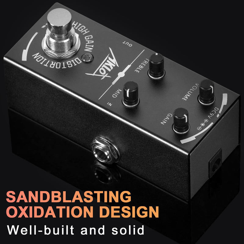 High Gain Distortion Guitar Pedal, AKLOT Electric Effects Pedals Mini Single Type DC 9V True Bypass High Gain Distortion