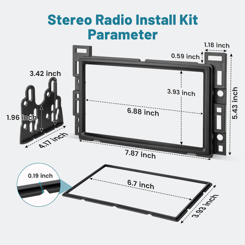 NuIth Aftermarket Radio Wiring Adapter + Double DIN Radio Dash Kits for Chevrolet 2004-2012