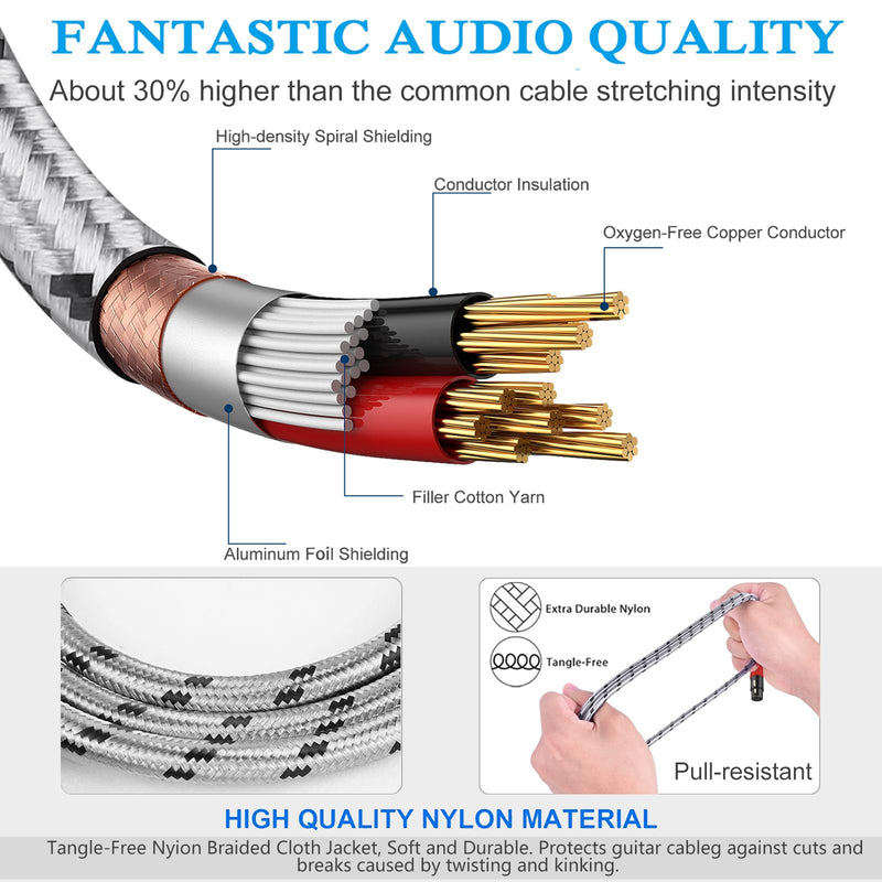 6.6 ft XLR Cables - 6 Pack DMX Balanced 3 PIN XLR Microphone Cable for Studio & Stage 6.6 Feet - 6 Pack