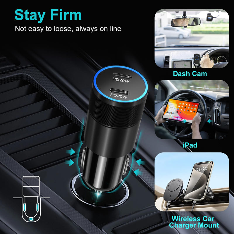 10 Pack USB C Car Chargers, Dual 12V USB C & USB Car Charger Apdaters PD&QC 3.0 Fast Charging Cigarette Lighter Plug