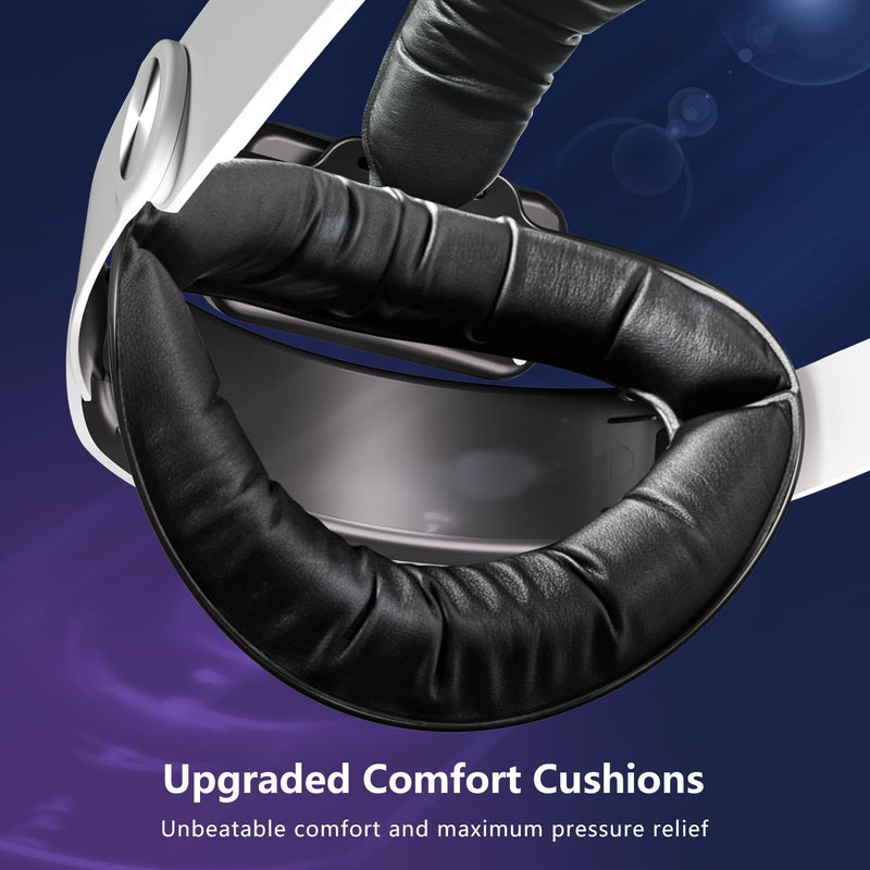 Saqico 10000mAh Magnetic Battery Head Strap Compatible with Meta Oculus Quest 2/3/3S, Cool RGB Battery Pack & Easy to Replace Extend VR Playtime-Premium Comfort & Adjustable, Reduce Facial Stress 10000mAh magnetic heastrap for quest 2/3/3S