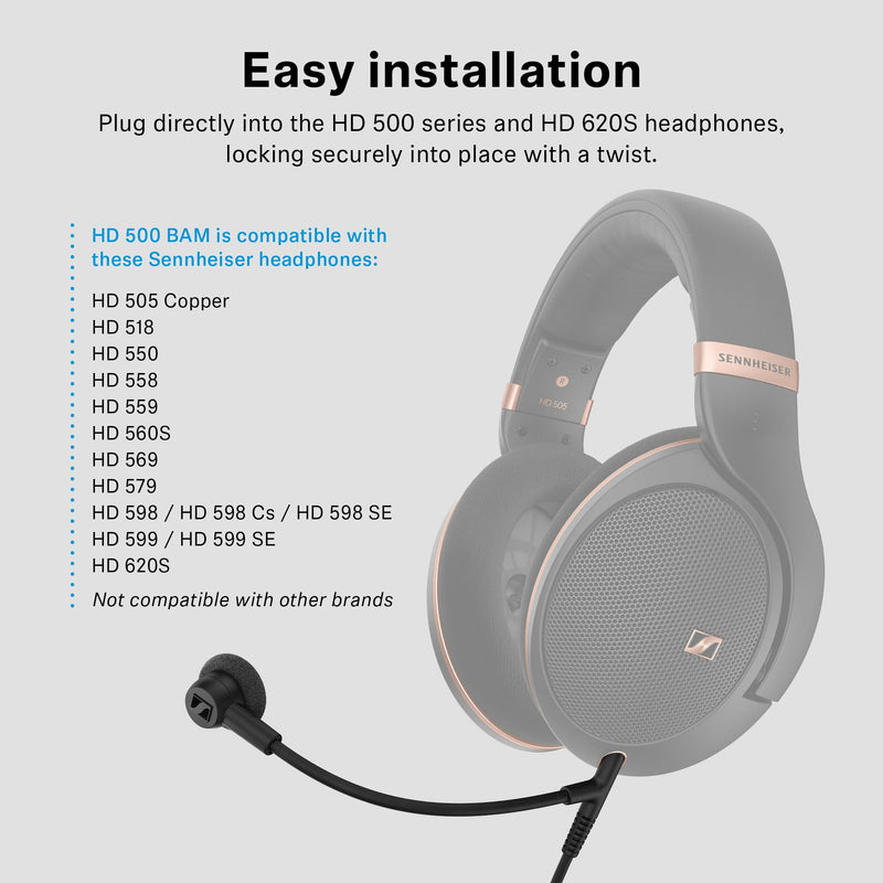 Sennheiser HD 500 BAM, Plug-in Boom Arm Mic for Gaming, Volume Controls