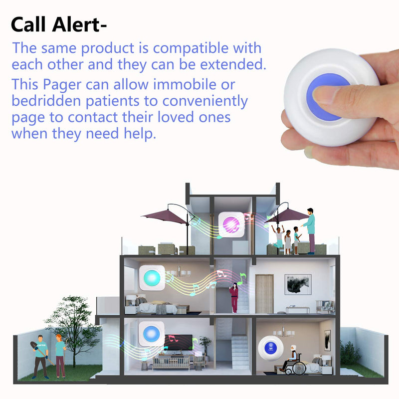 [AUSTRALIA] - Wireless Caregiver Pagers Call Button Nurse Alert System Call Bell Call Light Alert Button for Home/Elderly/Patients/Disabled 3 Transmitters 3 Plugin Receivers (600+ft Operating Range)… 3 Transmitters + 3 Plugin Receivers 