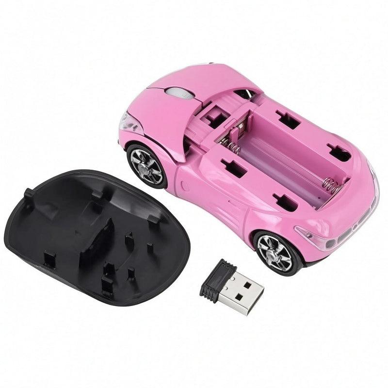 Cute Wireless Mouse 2.4G USB, Portable Mini Car Mouse with Receiver, 1600 DPI Adjustable Silent Click Optical Mice, Ergonomic Computer Mouse for Laptop, PC, Mac, Tablet, Travel & Office (Pink) Pink