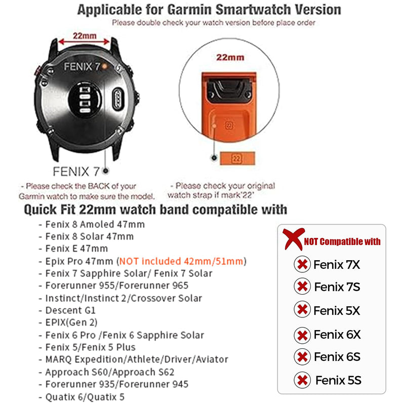 Titanium 22mm Band Compatible for Fenix 8 47mm/E 47mm/7/6 Pro/5 Plus/EPIX 2/Forerunner 965 955, 26mm Metal Quick Release WatchBand for Fenix 8 51mm/Enduro 3 51mm/7X Pro Sapphire Solor/6X Pro titanium