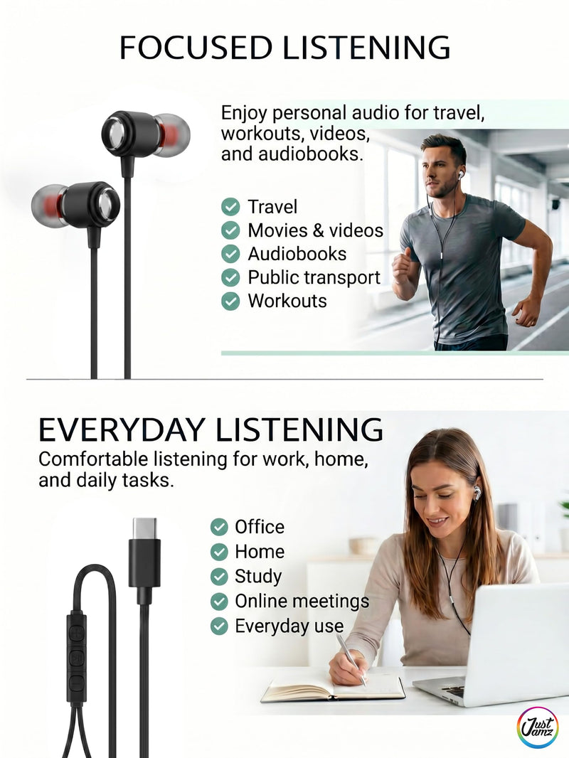 Ember 30 Pack USB C Headphones Wired Earbuds for iPhone 17 16 15 Pro Max, Hi-Fi Type C Earbuds with Mic, Bulk Wired Headphones USB C for School Classroom Lab Library, Volume Control, Black