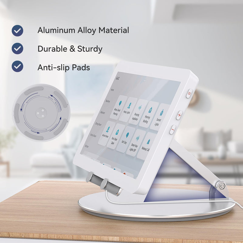 Elevated Stand for Echo Hub, Rotatable Tilt Stand for Alexa Hub, Echo Hub Table Stand, Aluminum Stand Holder for Echo Hub, No Need Mounting Silver