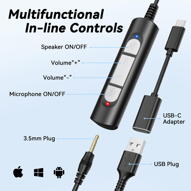 [AUSTRALIA] - Wantek Headset wtih Mic, USB Headset with Microphone for PC, Computer Headset with Noise Canceling Microphone with Mute for Work Home Office Online Skype Zoom Meetings 