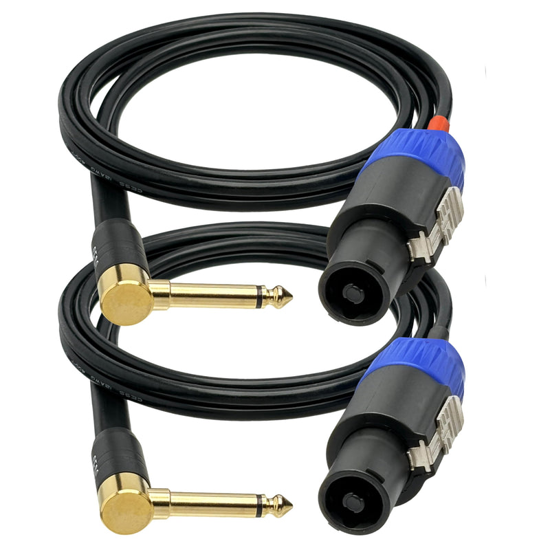 CESS-133-3f Right-angle 1/4 Inch TS Plug to Speakon Speaker/Amplifier Cable, 2 Pack (3 Feet) 3 Feet