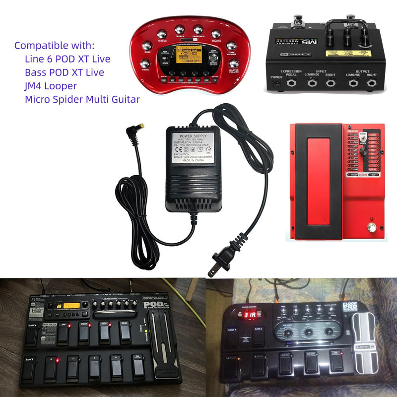 AC 9V 2A Power Adapter for Line 6 POD Digitech RP GNX Multi Guitar Effects,for Line 6 Floor Pod Plus,Line 6 Bass Pod,Bass POD XT Live,JM4 Looper