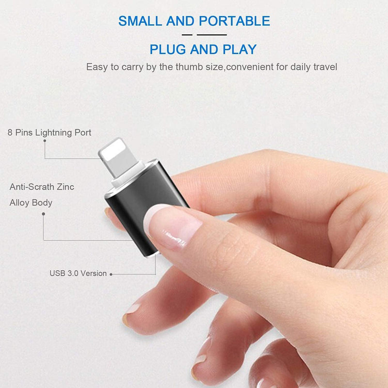 [AUSTRALIA] - OTG Lightning Male to USB 3.0 Female Adapter OTG Compatible iPhone 14 13 12 11 Xr X XS 8 7 Plus Max iPad Air Pro Mini,Support Camera Card Reader Mouse Keyboard Hubs Piano Converter Connect U Disk 