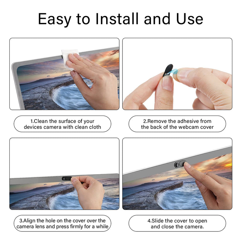 Webcam Cover, 11 Pack Laptop Camera Cover Slide, Phone Camera Cover, Ultra Thin Webcam Cover Slide Compatible with MacBook, Laptop, iMac, Desktop, PC, iPad, iPhone, Cell Phone Black (Small 8 Pcs+Large 3 Pcs)