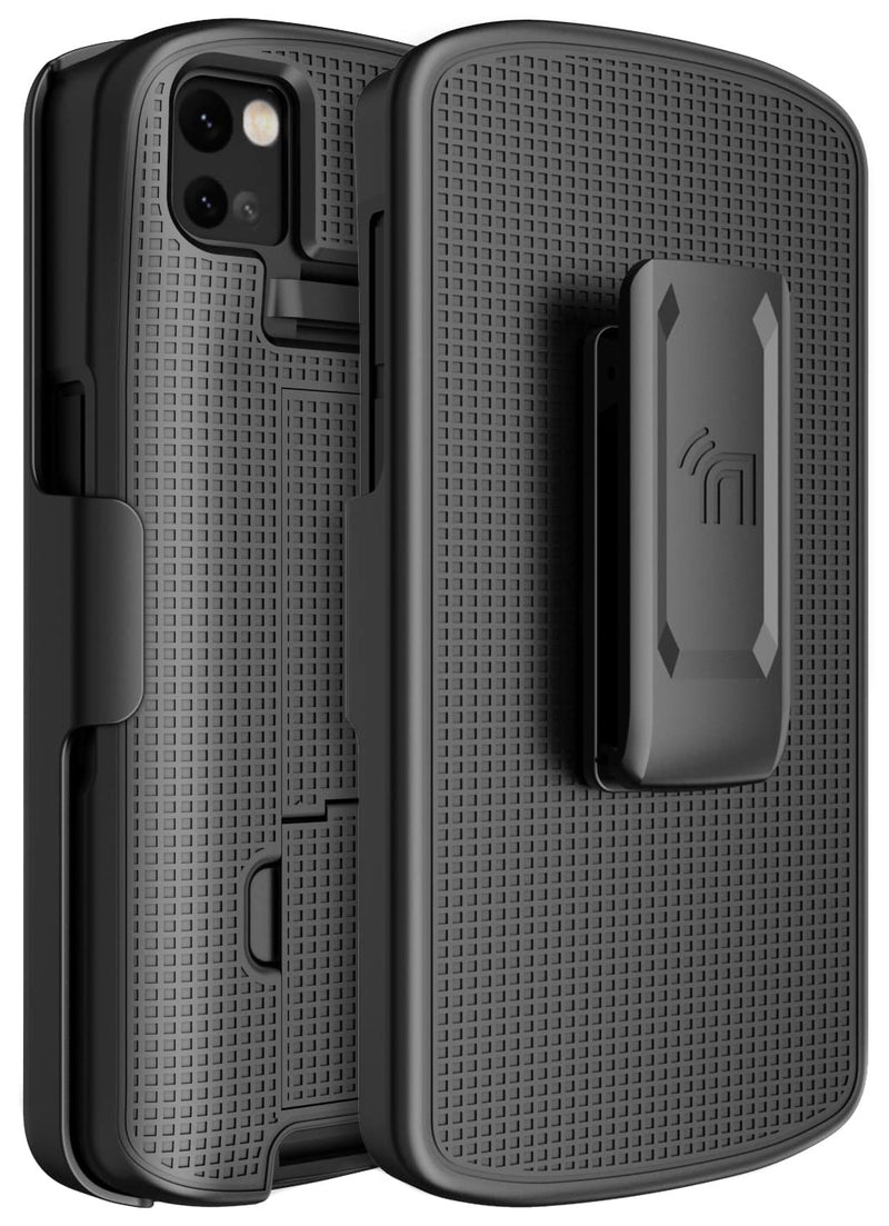 Case + Hand Strap + Belt Clip Combo for Zebra TC53 TC58 Mobile Computer Scanner, Nakedcellphone Slim Hard Shell Cover with Kickstand and [Rotating/Ratchet] Belt Hip Holster Holder Combo - Black