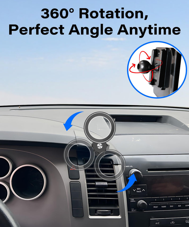 Car Phone Holder for Toyota Tundra 2007-2013 /Sequoia 2008-2017 Accessories Compatible with MagSafe Hands-Free 360° Rotation Adjustable Cell Phone Mount Does Not Affect Air Vent