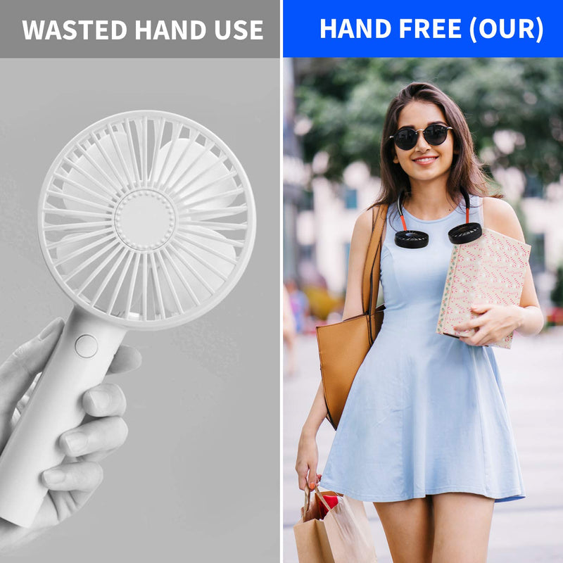 Neck Fan Portable Personal Hand Free Mini Lazy person USB Neck Fan 360 Degree Rotation Cooling Handheld Wearable Suitable Fan for Office Household Travel Room Outdoor Sports (Black) Black