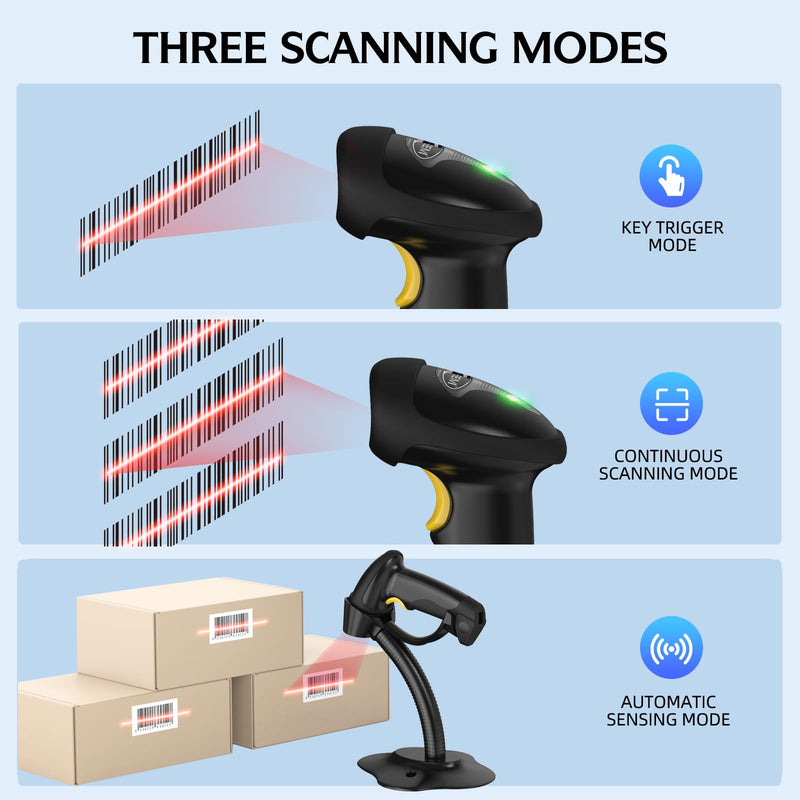 [AUSTRALIA] - TEEMI Wireless Barcode Scanner Handheld Automatic 1D Laser Rechargeable Bar Code Reader USB Plug and Play with 2.4G Receiver for Windows PC Mac OS Linux (No Stand) No stand 