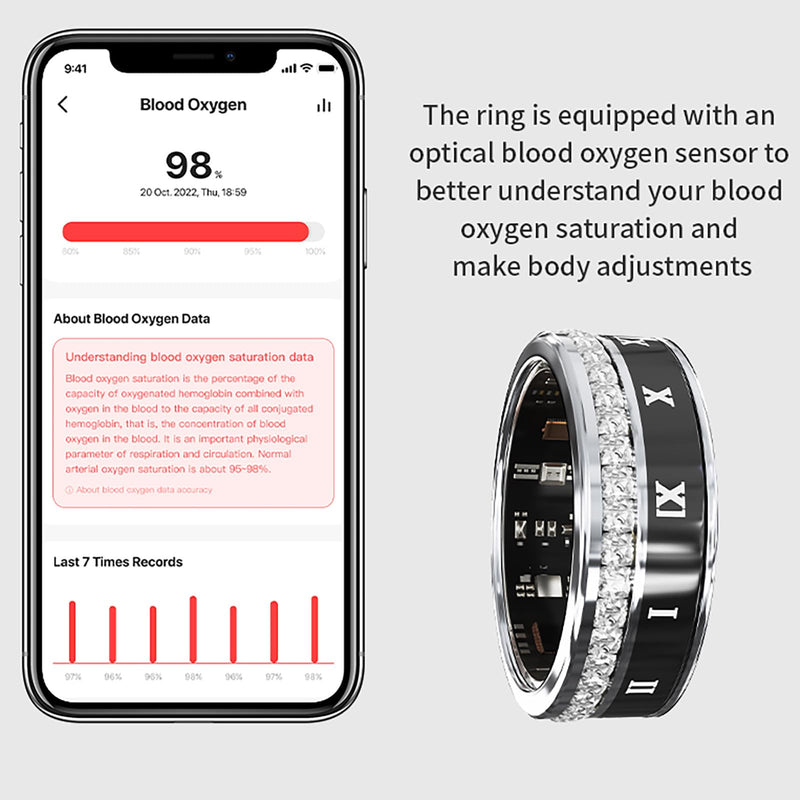 Smart Ring for Women Fitness Diamond Activity Tracker Heart Rate Monitor Sleep Pedometer Calorie Counter Ladies Smart Rings for Women Silver Gold 9