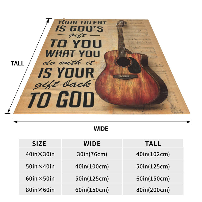 Guitar Blanket Warm Plush Flannel Music Christian Inspirational Scripture Throw Blanket Super Soft Fleece Cozy Fuzzy Guitar Stuffed Blanket Religious Bible Verse Gifts for Kids Teens Adults 40"X50" 40 X50 inch