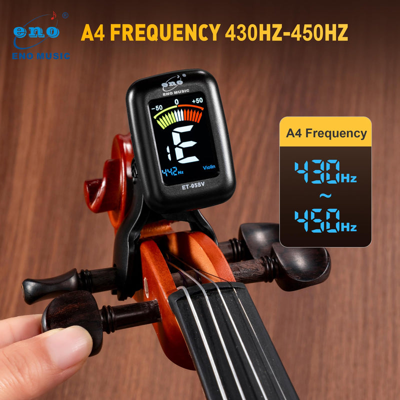 [AUSTRALIA] - ENO MUSIC Professional Violin Viola Tuner, Colorful LCD Display Easy Control Clip on Accurate Violin Tuner ET-05SV 