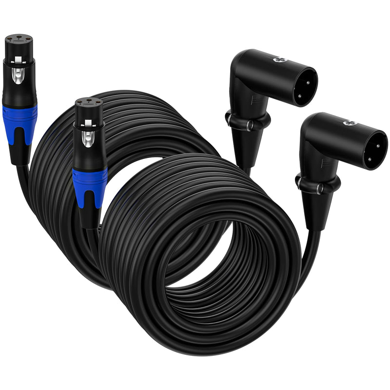 (20FT / 2 Pack) XLR Right-Angle Male to Straight Female Microphone Extension Cable, for Powered Speakers,Audio Interface or Mixer for Live Performance & Recording XLR Right-Angle Male-20FT