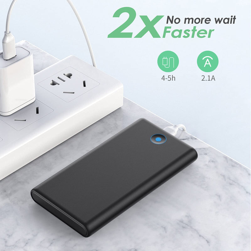 Portable Charger, 2-Pack 20000mAh Power Bank Ultra Slim Fast Charging External Battery Pack with Dual USB Outputs Compatible with iPhone 16/16 Pro/15 /14/13/12/X, Samsung S24/S23, Android Phone etc Black+Black
