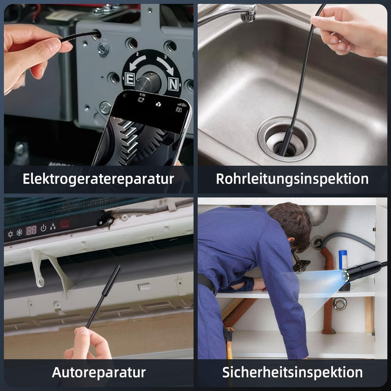 Endoscope Camera Mobile Phone Endoscope Camera with Light, 1920P HD Endoscope Camera, 5 m Inspection Camera with 8 LED Lights, IP67 Waterproof Inspection Camera, No WiFi, Tube Camera for Android, iOS