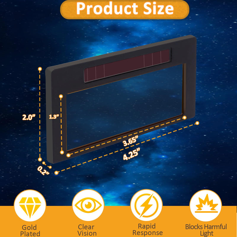 [AUSTRALIA] - Auto Darkening Welding Lens 2"x4 1/4"x0.2" Shade 10, Solar Energy True Color Blue Welding Lens, Gold Welding Lens Replacement for Standard Welding Hoods and Welding Helmets 