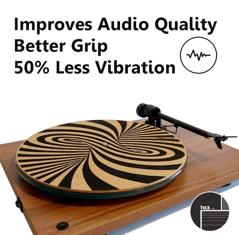 Premium slipmat - Cork Turntable Mat for Better Sound Support on Vinyl LP Record Player - Cork mat Original Geometric Design Psychedelic Geometric Spiral Art [4mm Thickness]-m7 m7-Geometric spiral