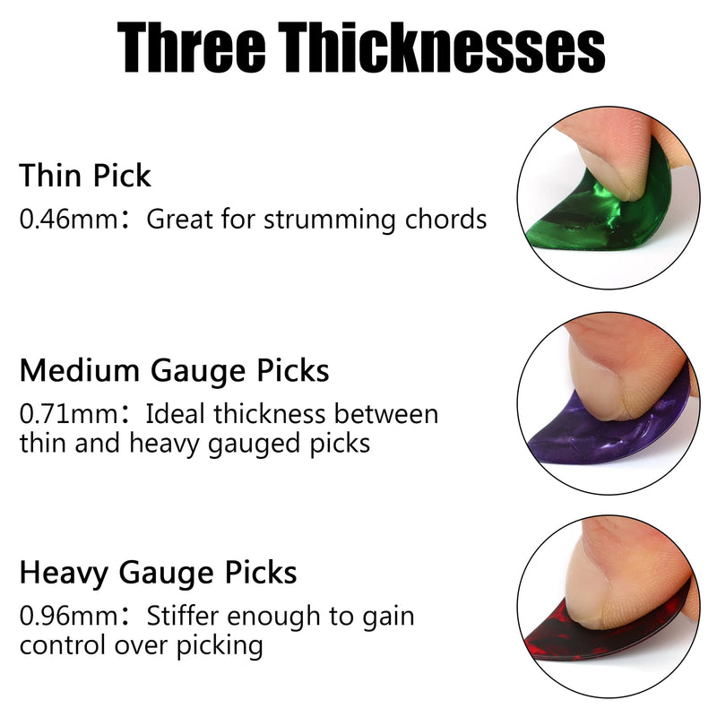 [AUSTRALIA] - Augshy 120 Pcs Guitar Picks variety Pack 3 Thickness of Thin, Medium and Thick Color Celluloid for Acoustic Guitar, Bass Guitar, Eelectric Guitar (Random Color) 120 Mixedcolor 