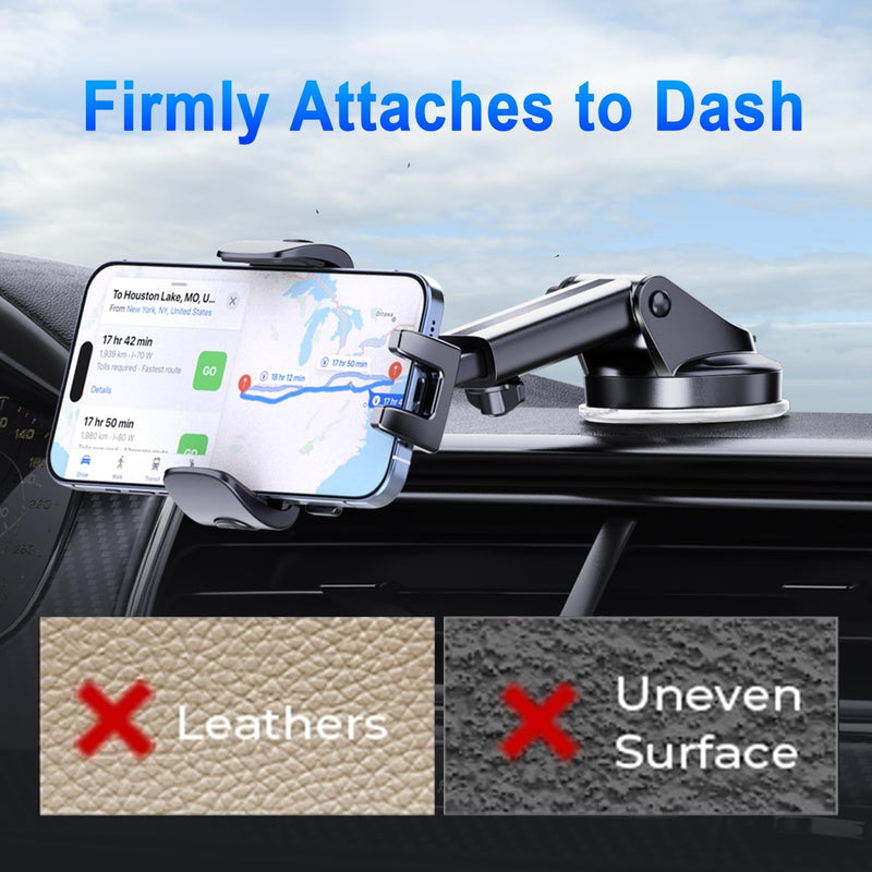 [2026 NEW] Car Phone Holder [Upgraded Strongest Suction & Clip] Cell Phone Mount for Dashboard Windshield Vent,Mobile Stand Base Truck Cradle for iPhone 17 Pro Max 16 15 14 13 12 X Samsung S25 Android