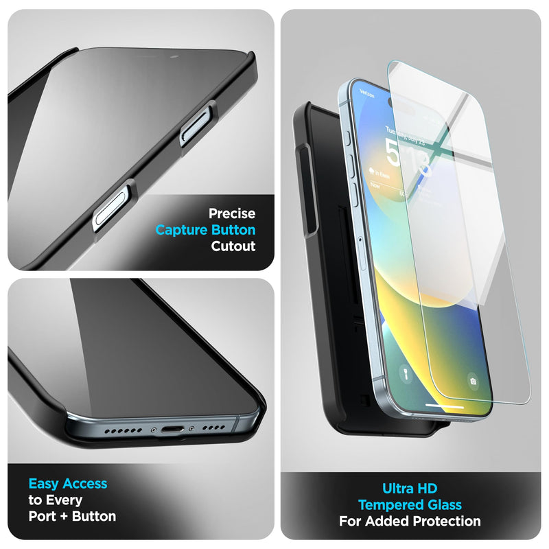 Encased DuraClip for iPhone 16 Pro Max Belt Clip Holster Case with Tempered Glass Screen Protector (Black) (Pack of 2) iPhone 16 Pro Max (Pack of 2) Black