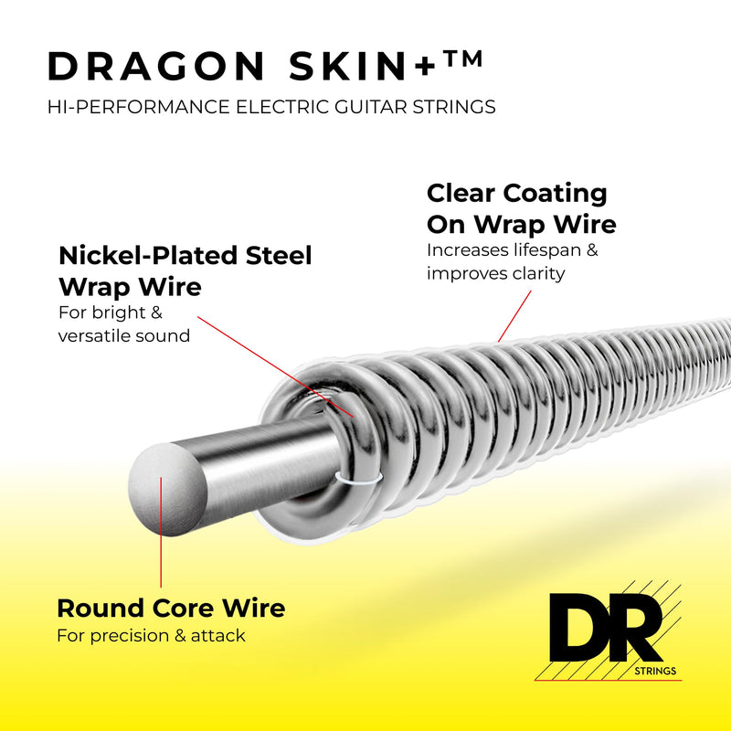 DR Strings DRAGON SKIN+ - Coated Quantum Nickel Electric Guitar Strings – DEQ-11 – Superior Sound with Comfortable Feel & Long Life – Heavy 11-50 DEQ-11 Heavy 11-50