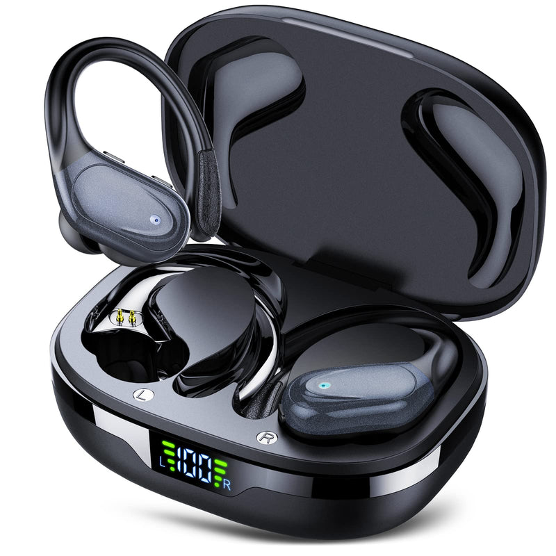 Ear buds Wireless Earbuds Bluetooth 5.3 Headphones 60hrs Playtime with Digital Display Sports Wireless Headphones with Earhook Deep Bass IPX7 Waterproof Over-Ear Earbuds for Android iOS Workout